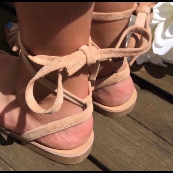 SALE! New! Coachella Sandals Tan Suede Wrap Style - Picture 9 of 12